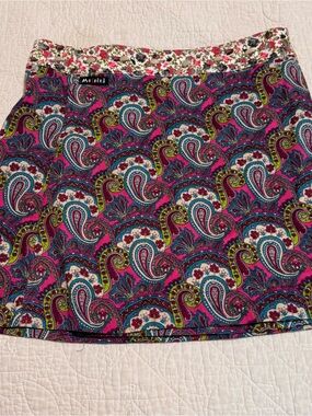 Moshiki Pink Paisley Stretch Mini Skirt one size snap closure